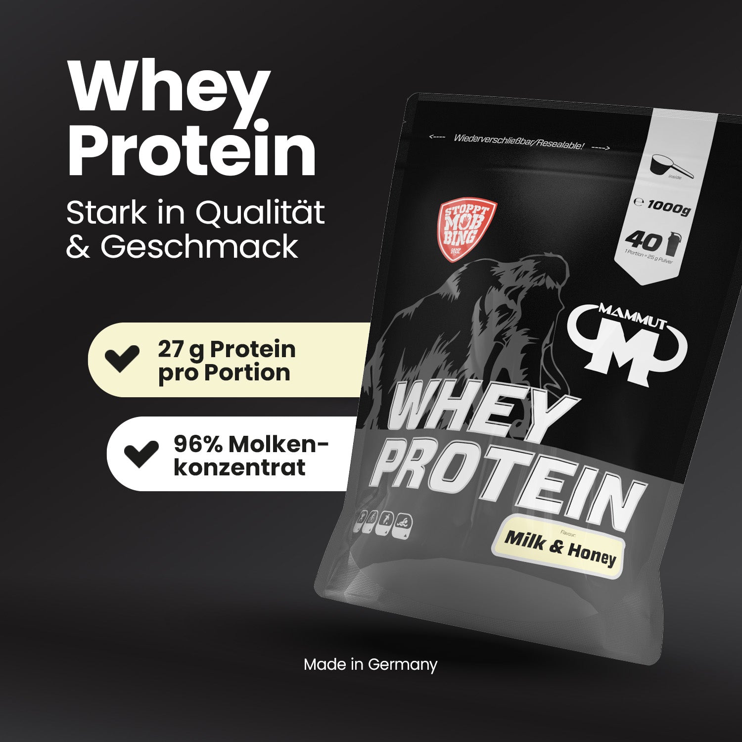 Whey Protein - Milk & Honey - 1000 g Zipp-Beutel#geschmack_milk-honey