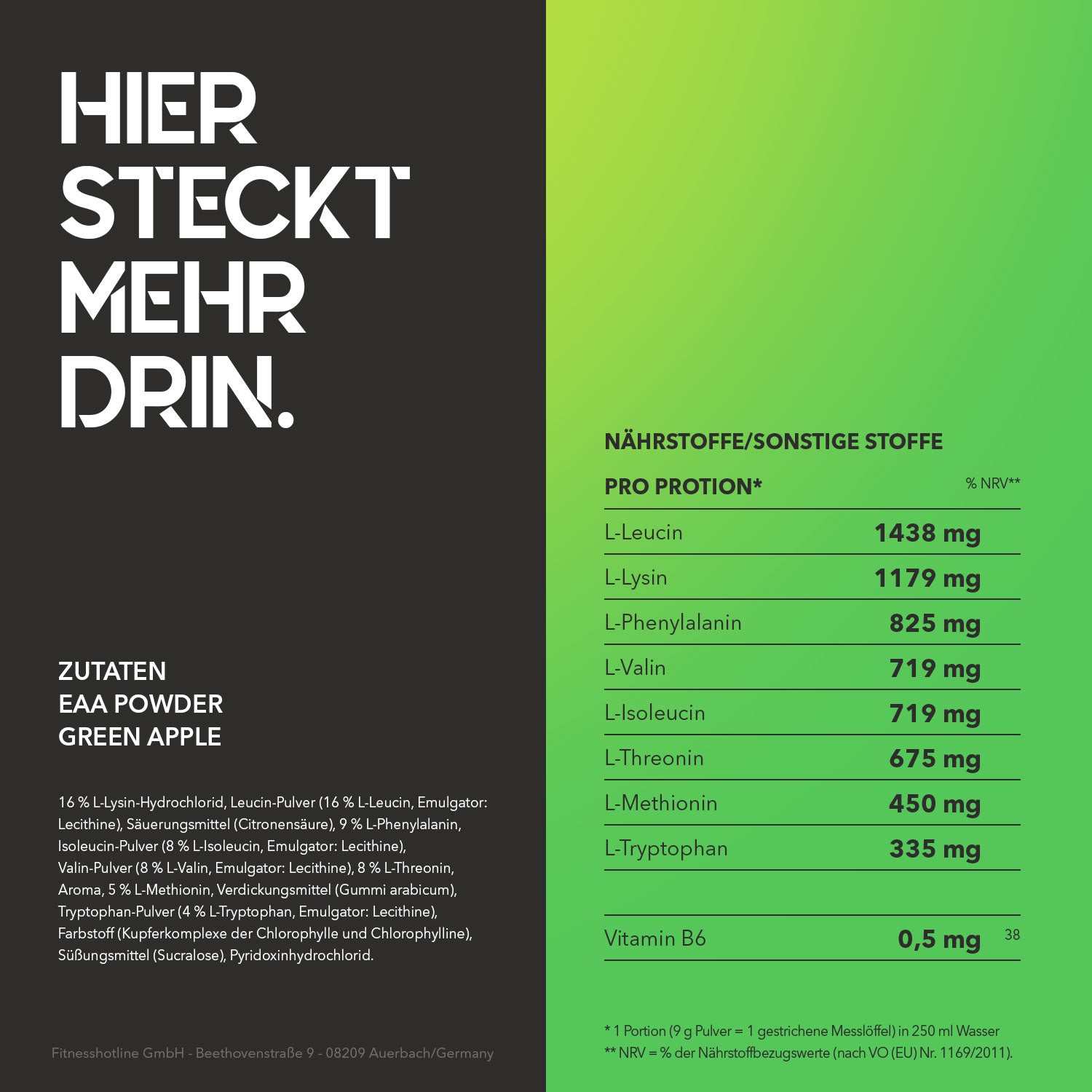 EAA Powder - Green Apple - 250 g Dose#geschmack_green-apple