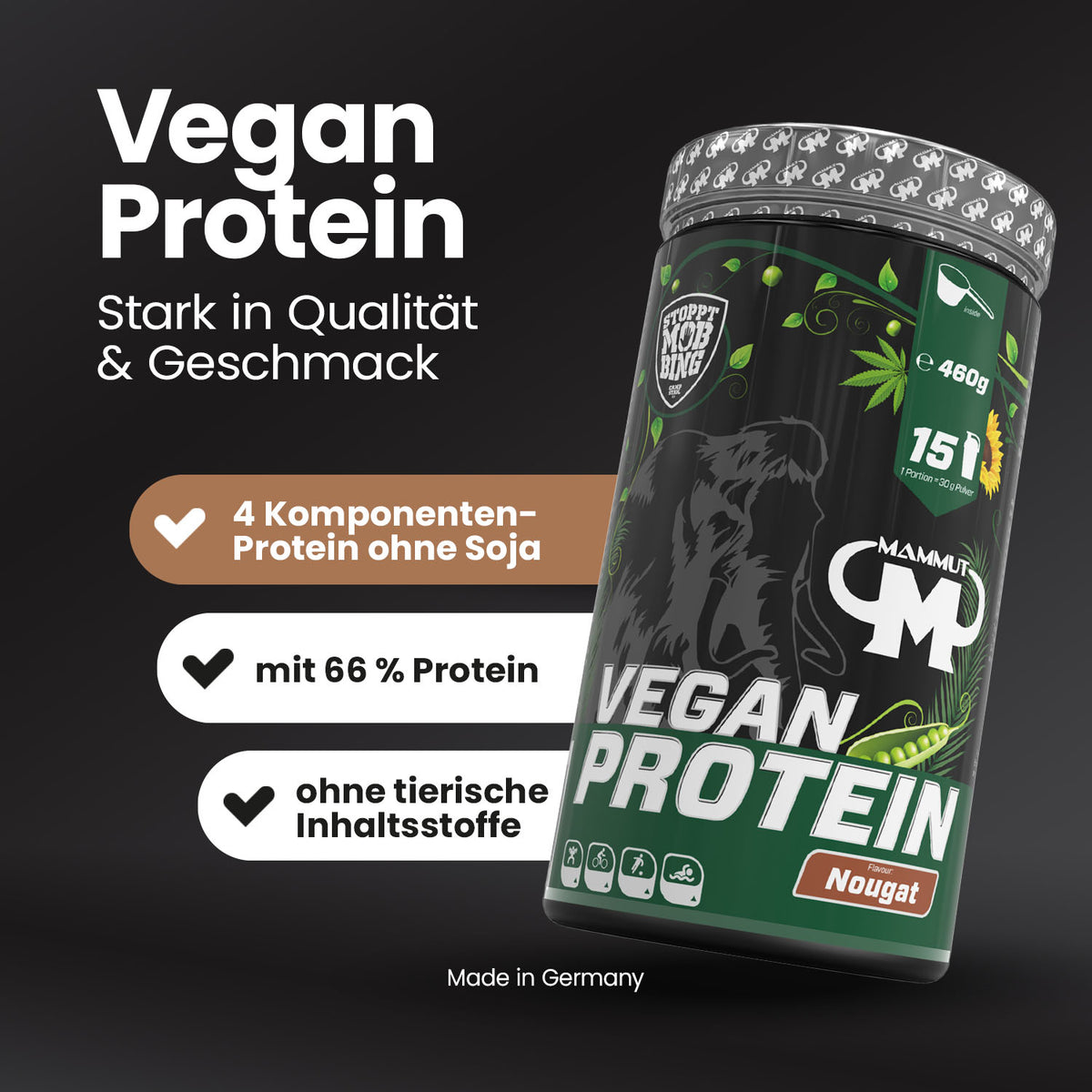 Vegan Protein - Nougat - 460 g Dose#geschmack_nougat