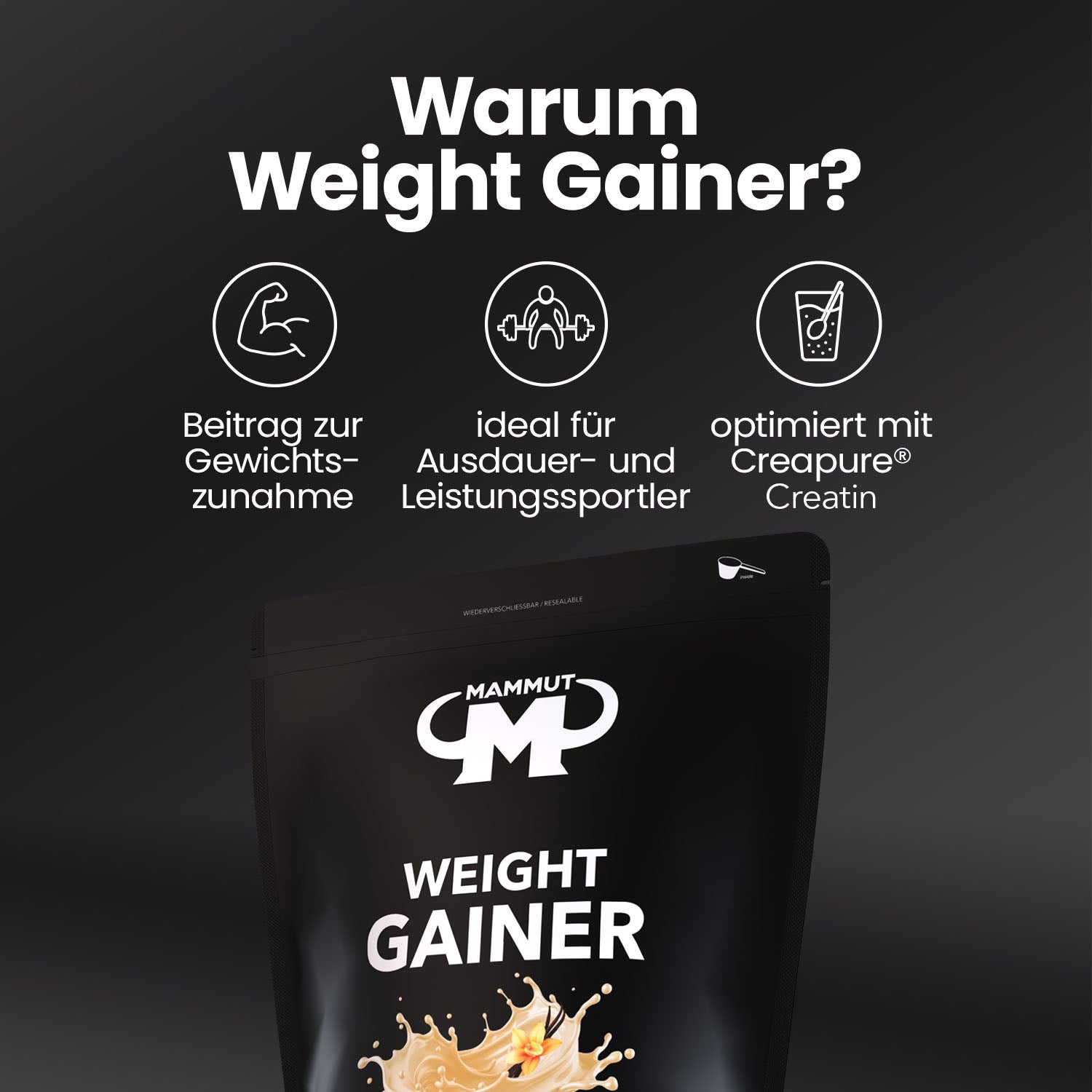 Weight Gainer Crash 5000 - Vanilla - 1400 g Beutel + Shaker#geschmack_vanilla