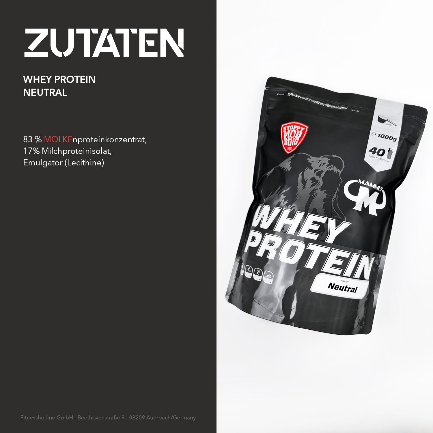 Whey Protein - Neutral - 1000 g Zipp-Beutel#geschmack_neutral