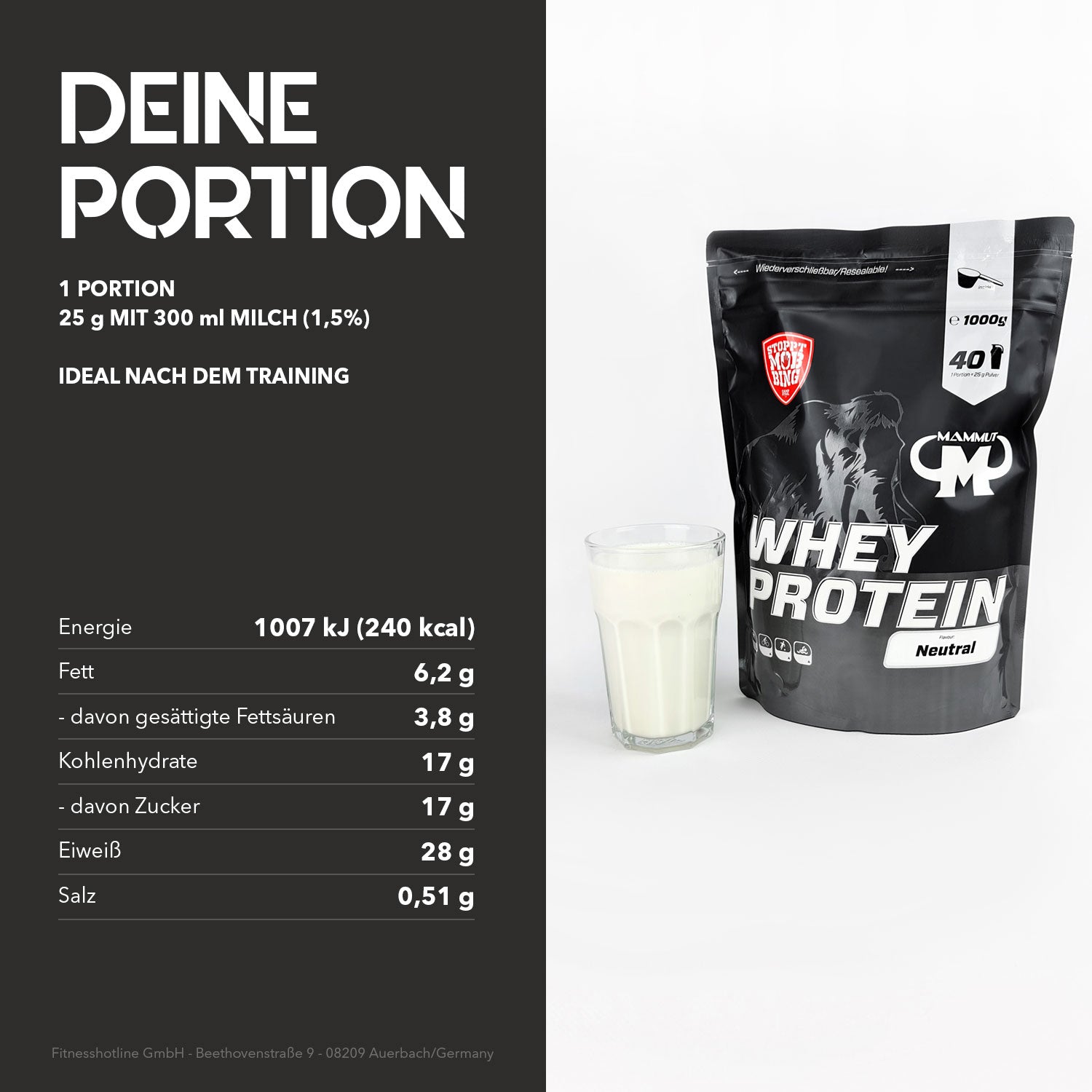 Whey Protein - Neutral - 1000 g Zipp-Beutel#geschmack_neutral