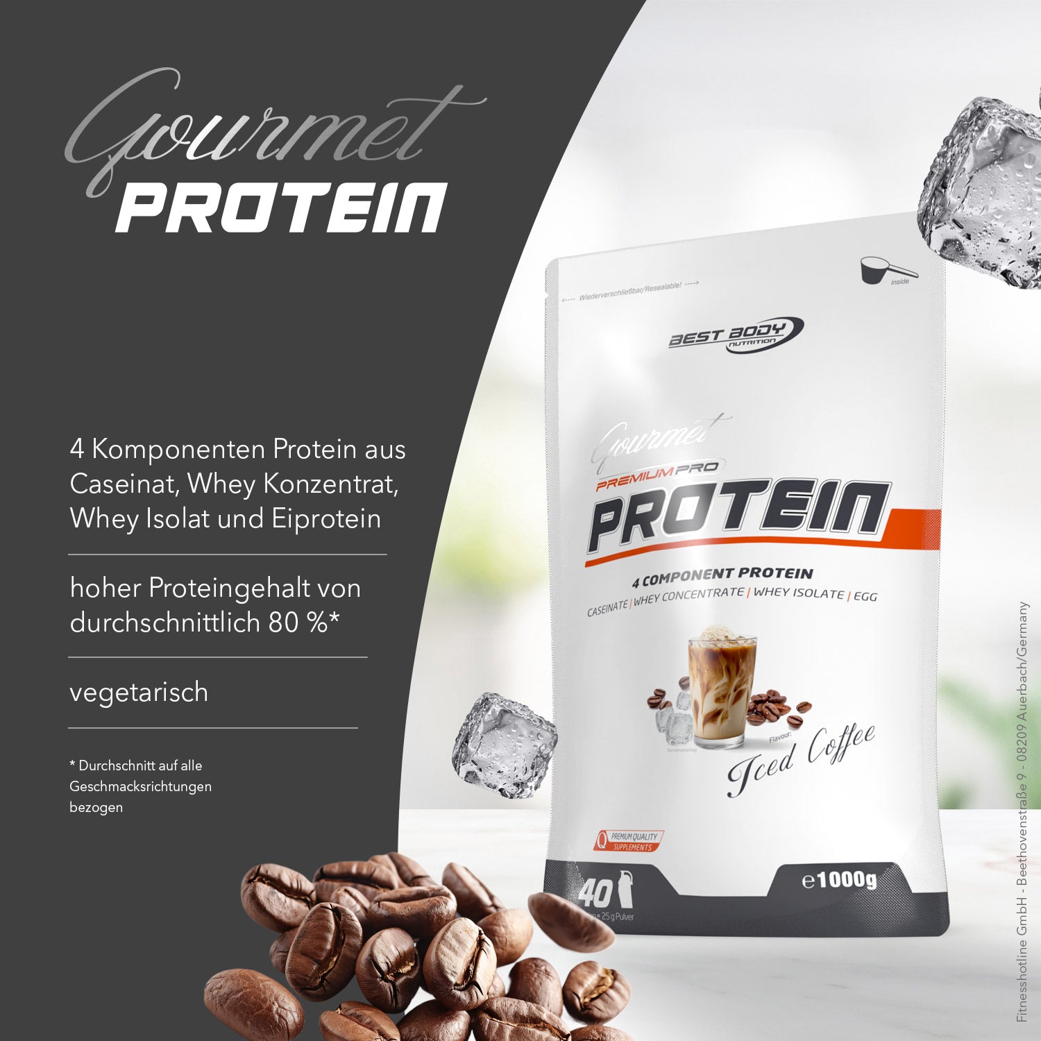 Gourmet Premium Pro Protein - Iced Coffee - 1000 g Zipp-Beutel#geschmack_iced-coffee
