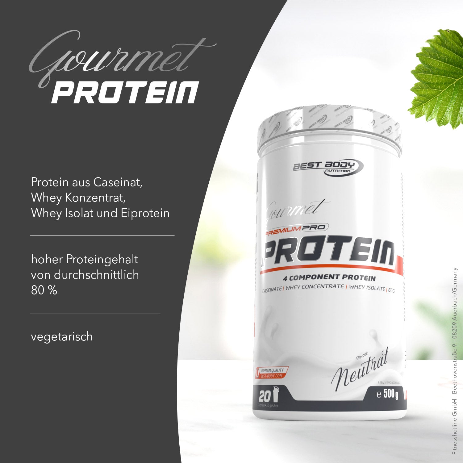 Gourmet Premium Pro Protein - Neutral - 500 g Dose#geschmack_neutral