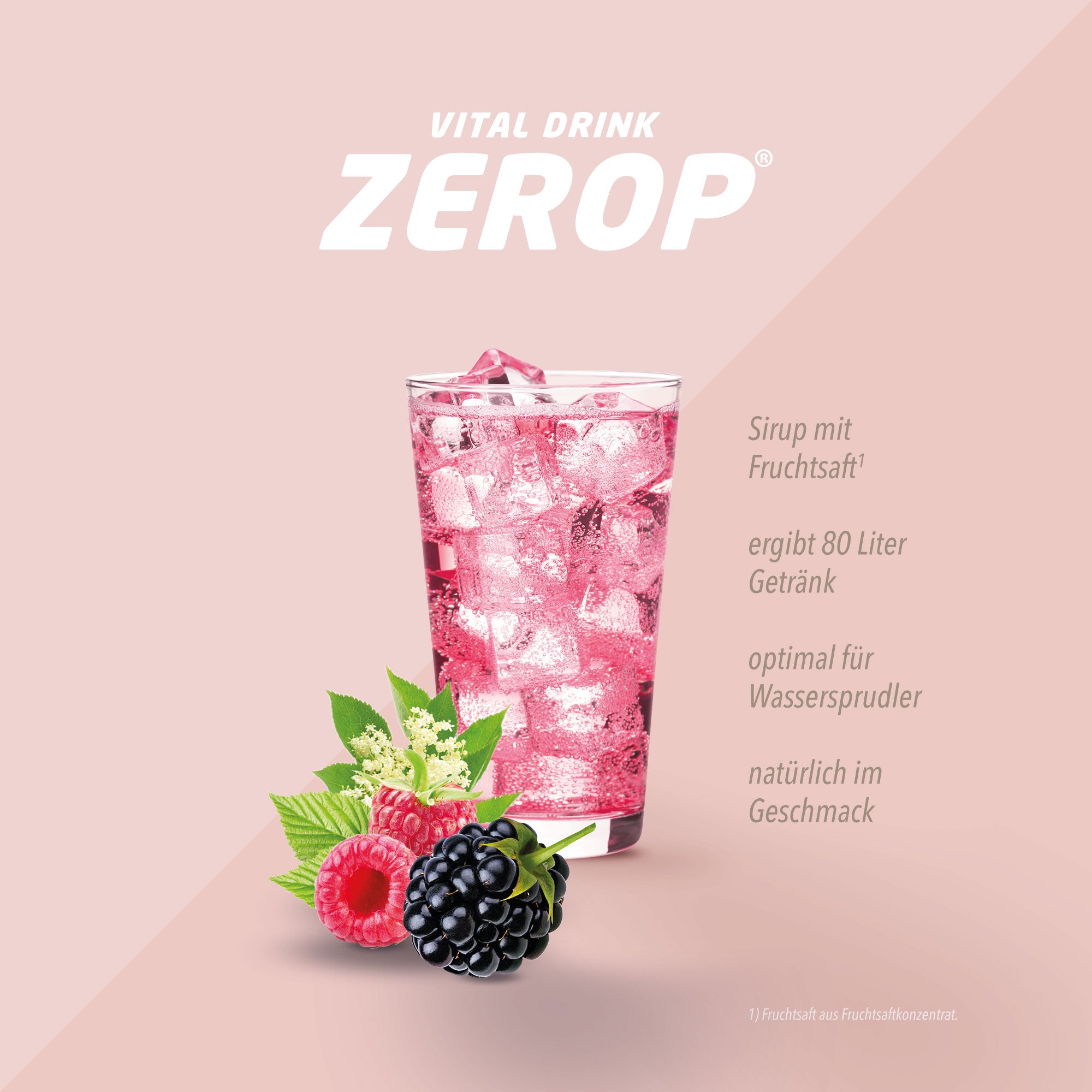 Vital Drink Zerop - Waldfrucht - 1000 ml Flasche#geschmack_waldfrucht