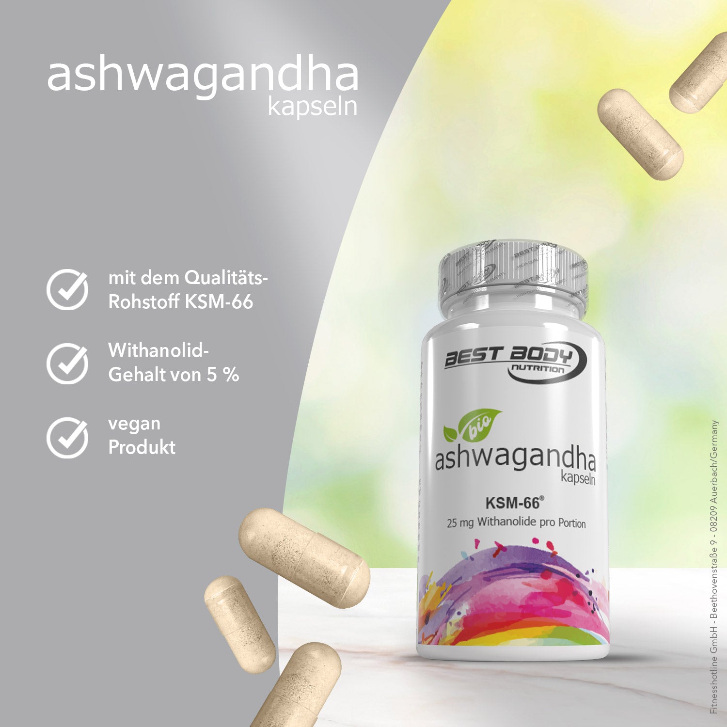 Bio Ashwagandha Kapseln - 60 Stück/Dose#_