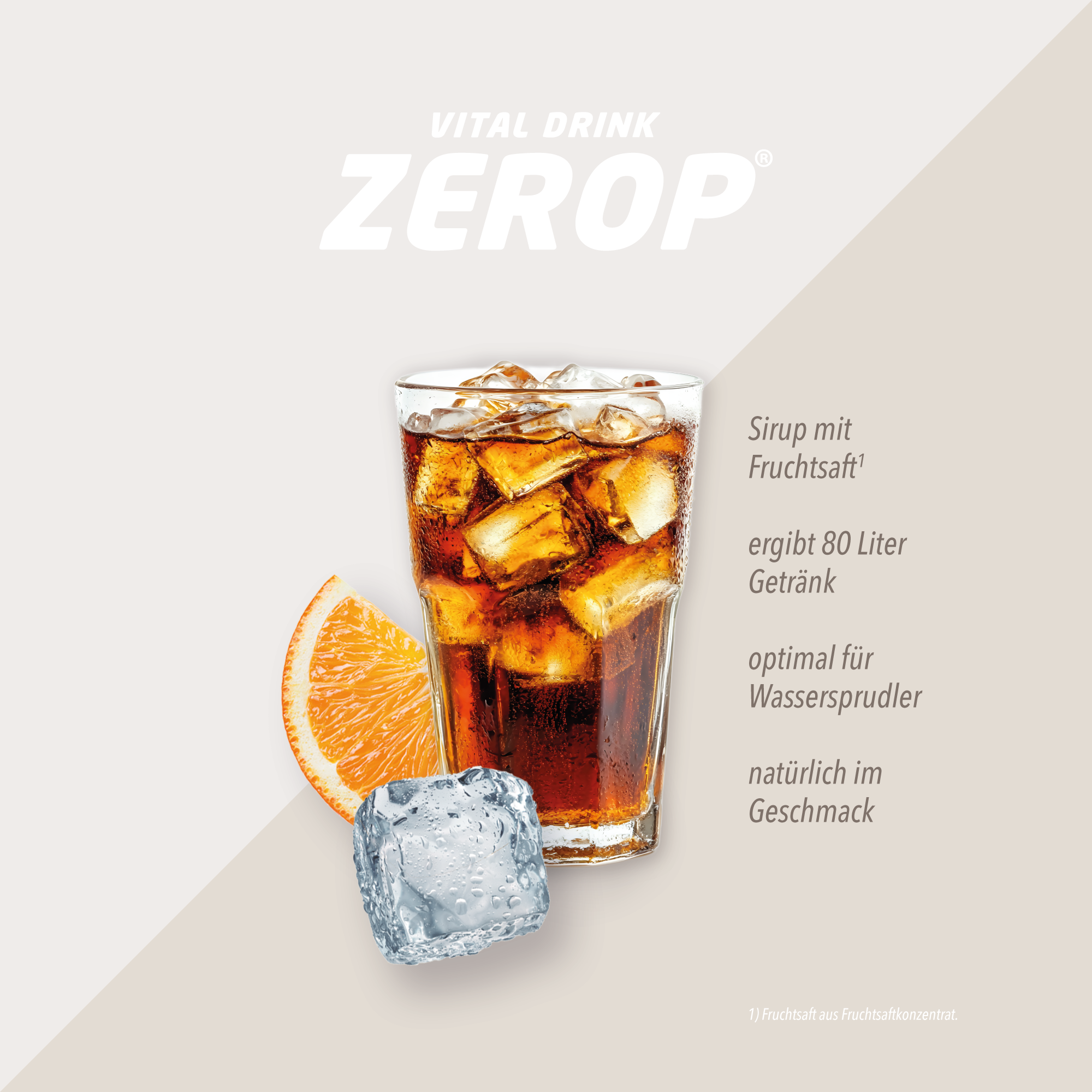 Vital Drink Zerop - Cola Orange - 1000 ml Flasche#geschmack_cola-orange