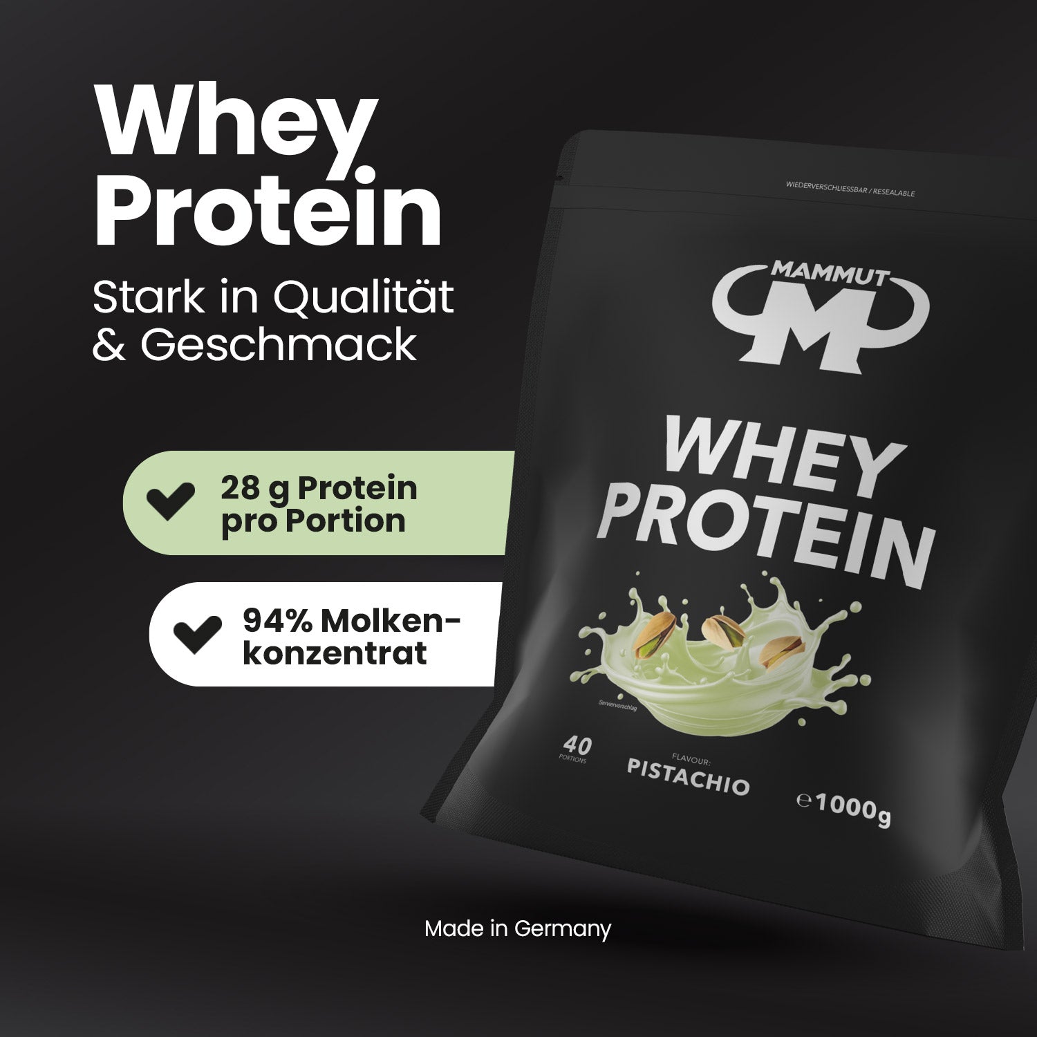 Whey Protein - Pistachio - 1000 g Zipp-Beutel#geschmack_pistachio