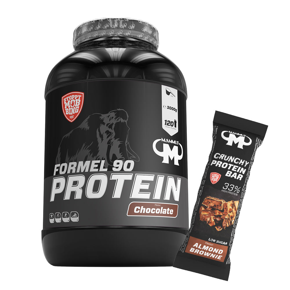 Formel 90 Protein - Chocolate - 3000 g Dose + Protein Bar (Almond Brownie)#geschmack_chocolate