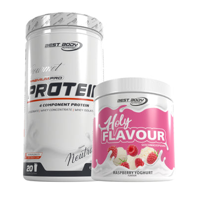 Gourmet Protein - Neutral - 500 g Dose + Holy Flavour Raspberry Yoghurt 250 g Dose#_