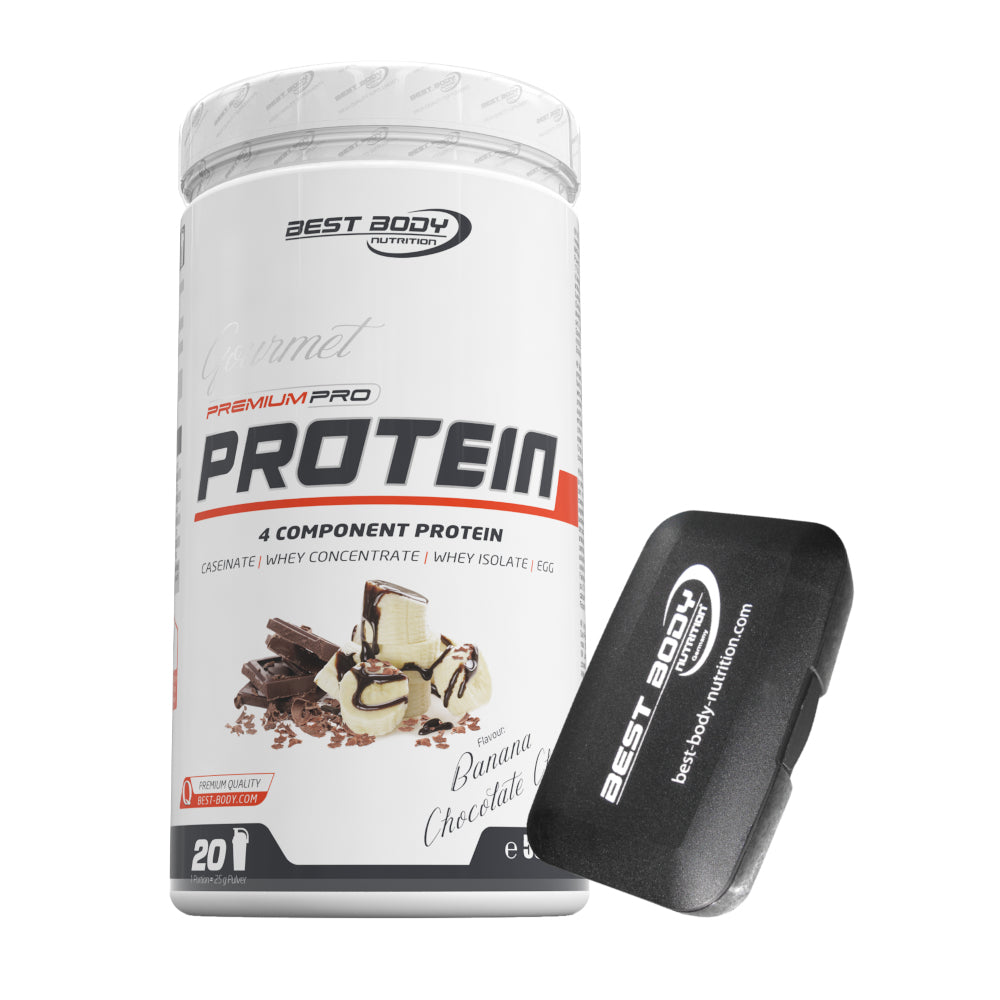 Gourmet Protein - Banana Chocolate Chip - 500 g Dose + Pillenbox#geschmack_banana-chocolate-chip