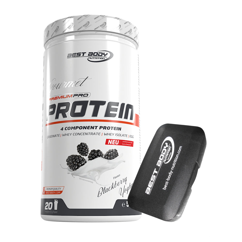 Gourmet Protein - Blackberry Yoghurt - 500 g Dose + Pillenbox#geschmack_blackberry-yoghurt