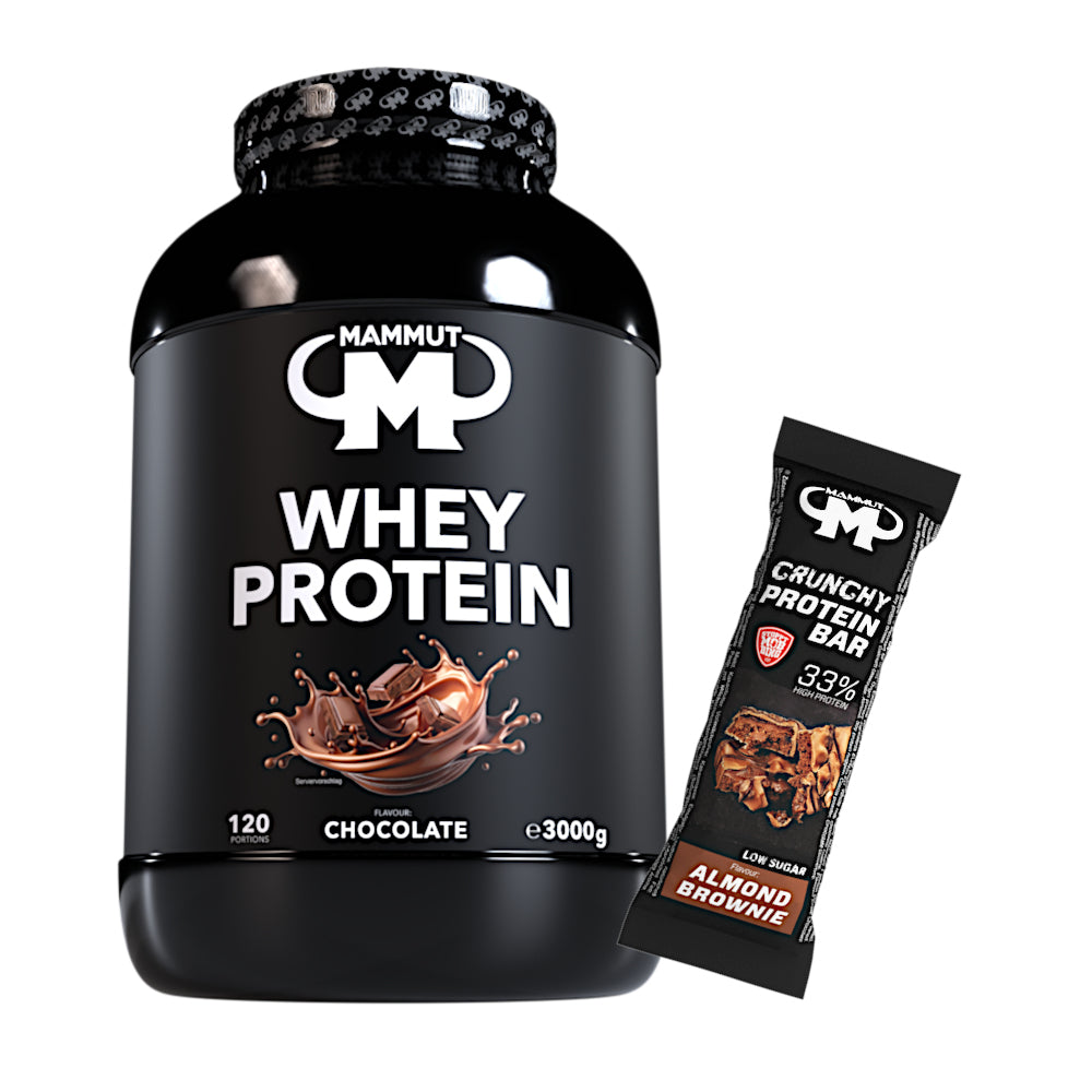Whey Protein - Chocolate - 3000 g Dose + Protein Bar (Almond Brownie)#geschmack_schoko