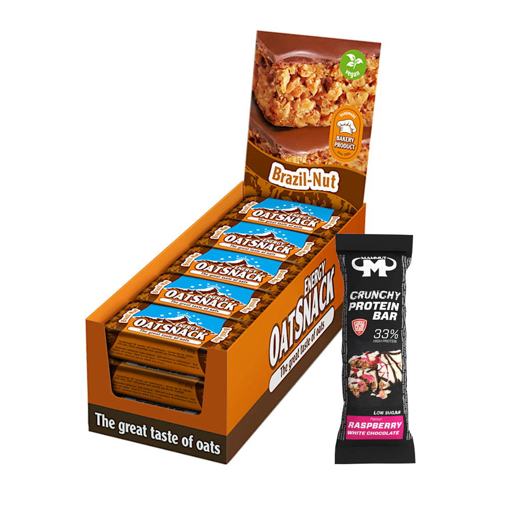 Oat Snack - Brazil-Nut - 975 g Faltschachtel + Protein Bar (Raspberry White Chocolate)#geschmack_brazil-nut