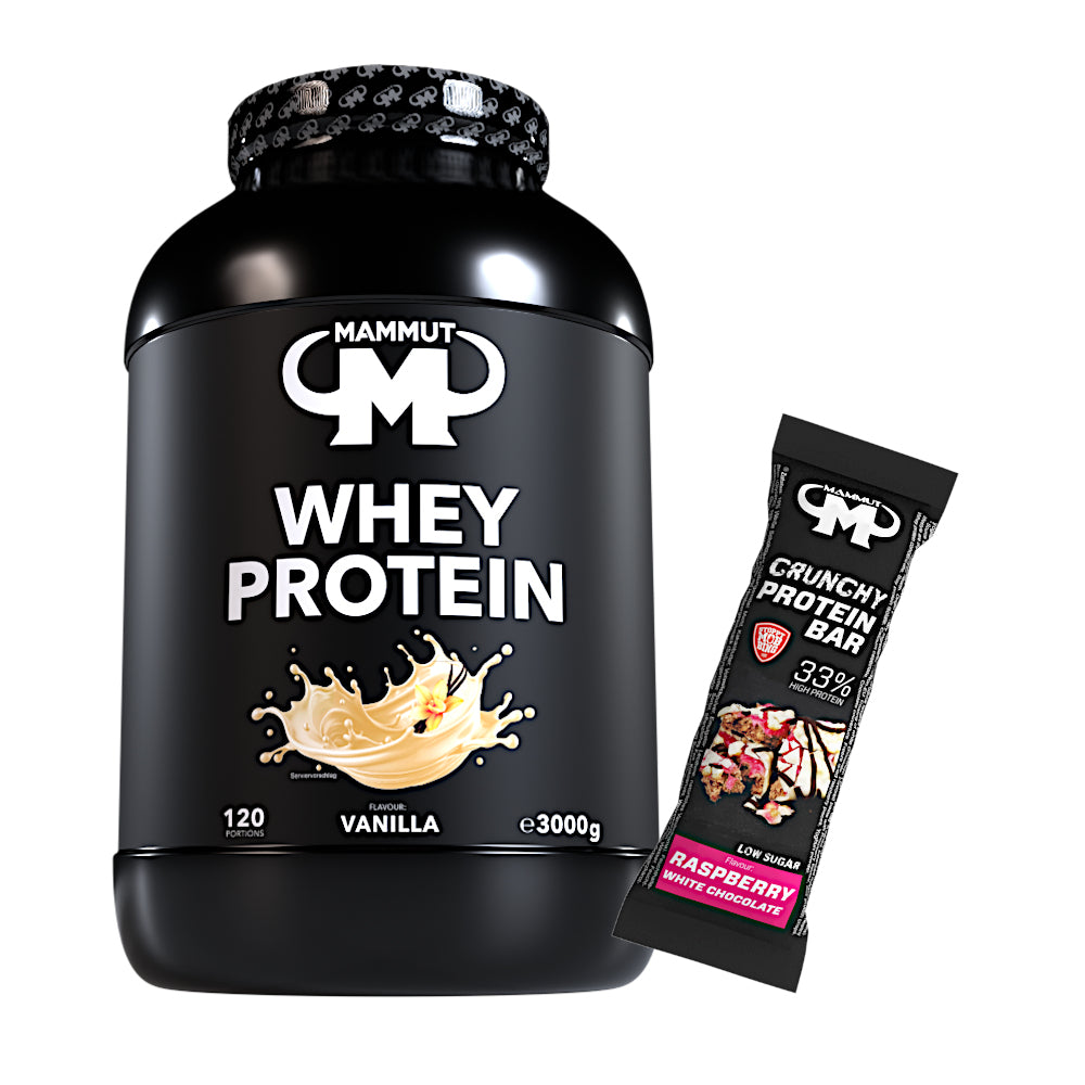 Whey Protein - Vanilla - 3000 g Dose + Protein Bar (Raspberry White Chocolate)#geschmack_vanille