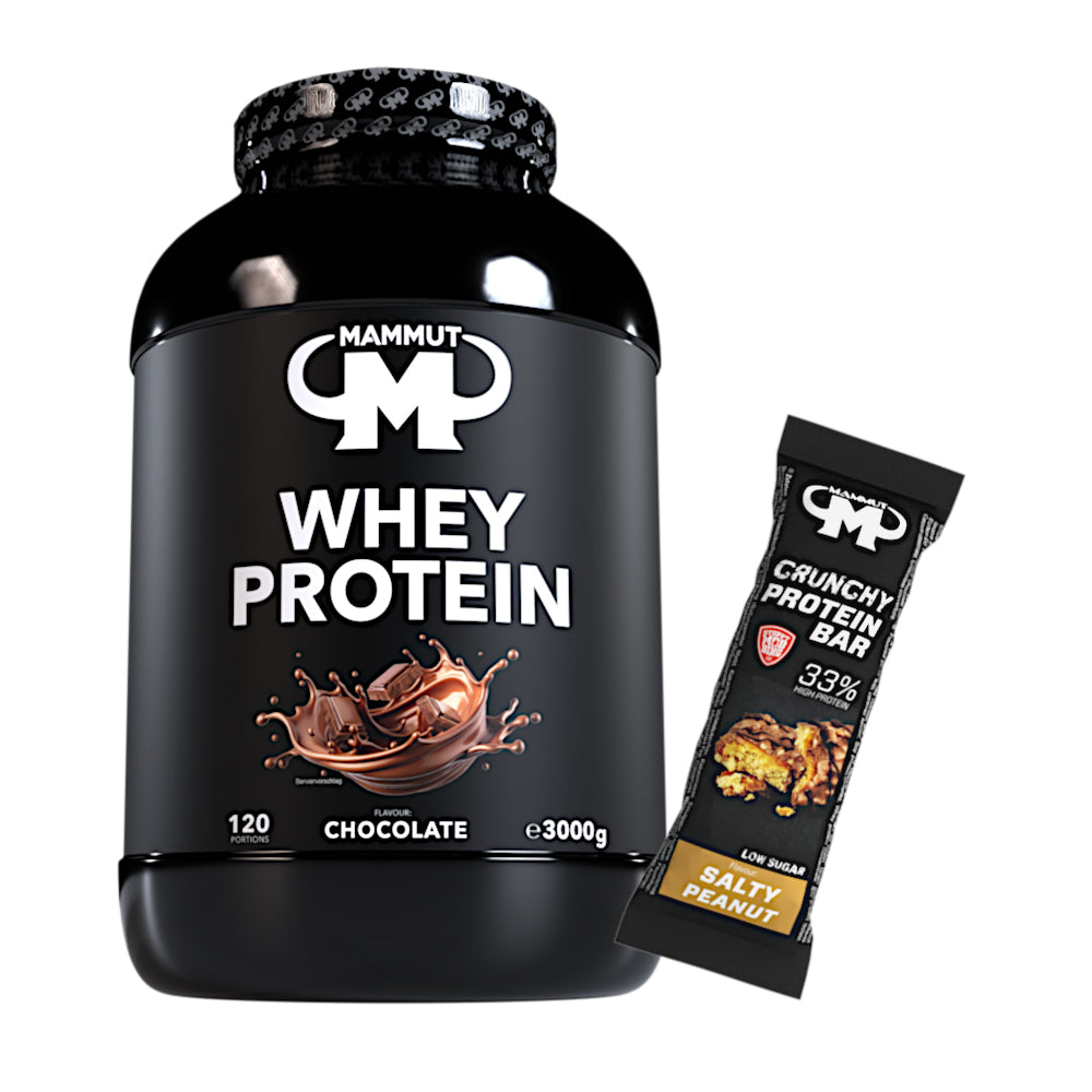 Whey Protein - Chocolate - 3000 g Dose + Protein Bar (Salty Peanut)#geschmack_schoko