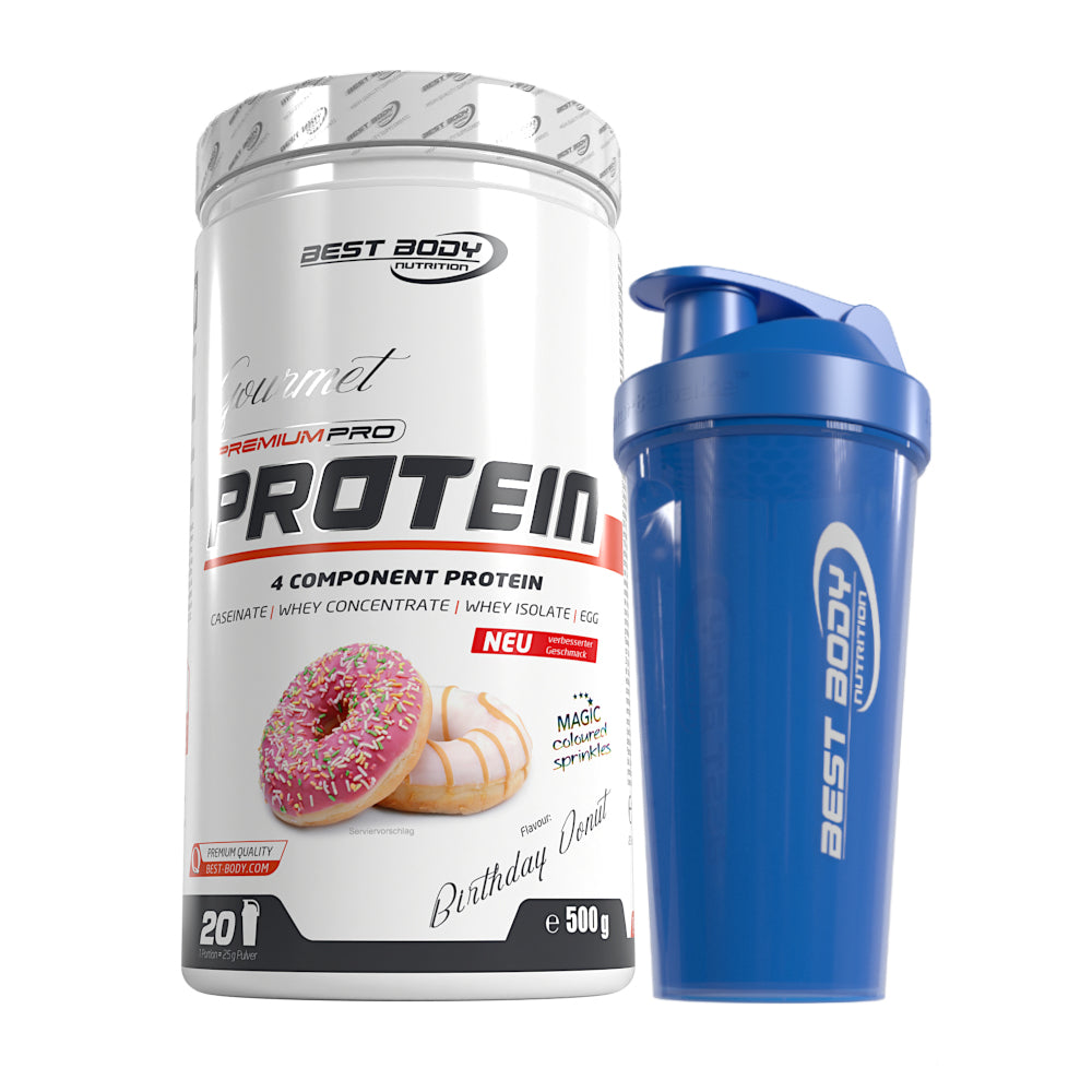 Gourmet Protein - Birthday Donut - 500 g Dose + Shaker#geschmack_birthday-donut