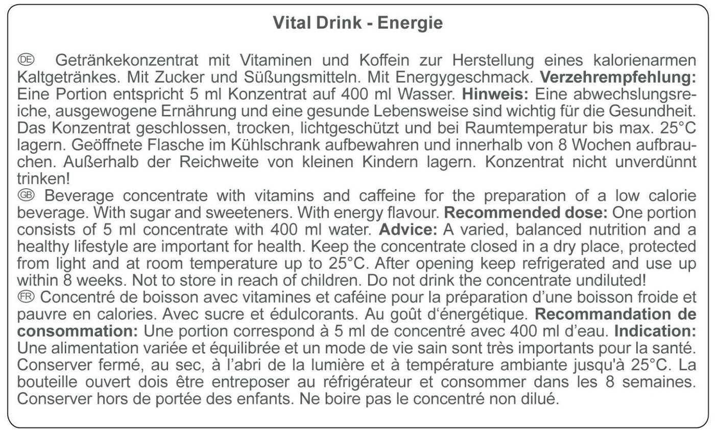 Vital Drink Zerop - Energy - 1 L + Dosierpumpe#geschmack_energy