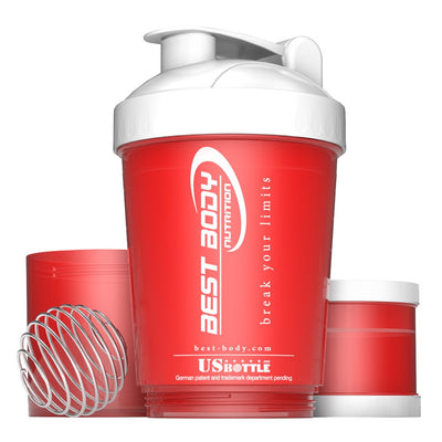 Eiweiß Shaker USBottle - rot/weiß - Design Best Body Nutrition - Stück#farbe_rot-weiss