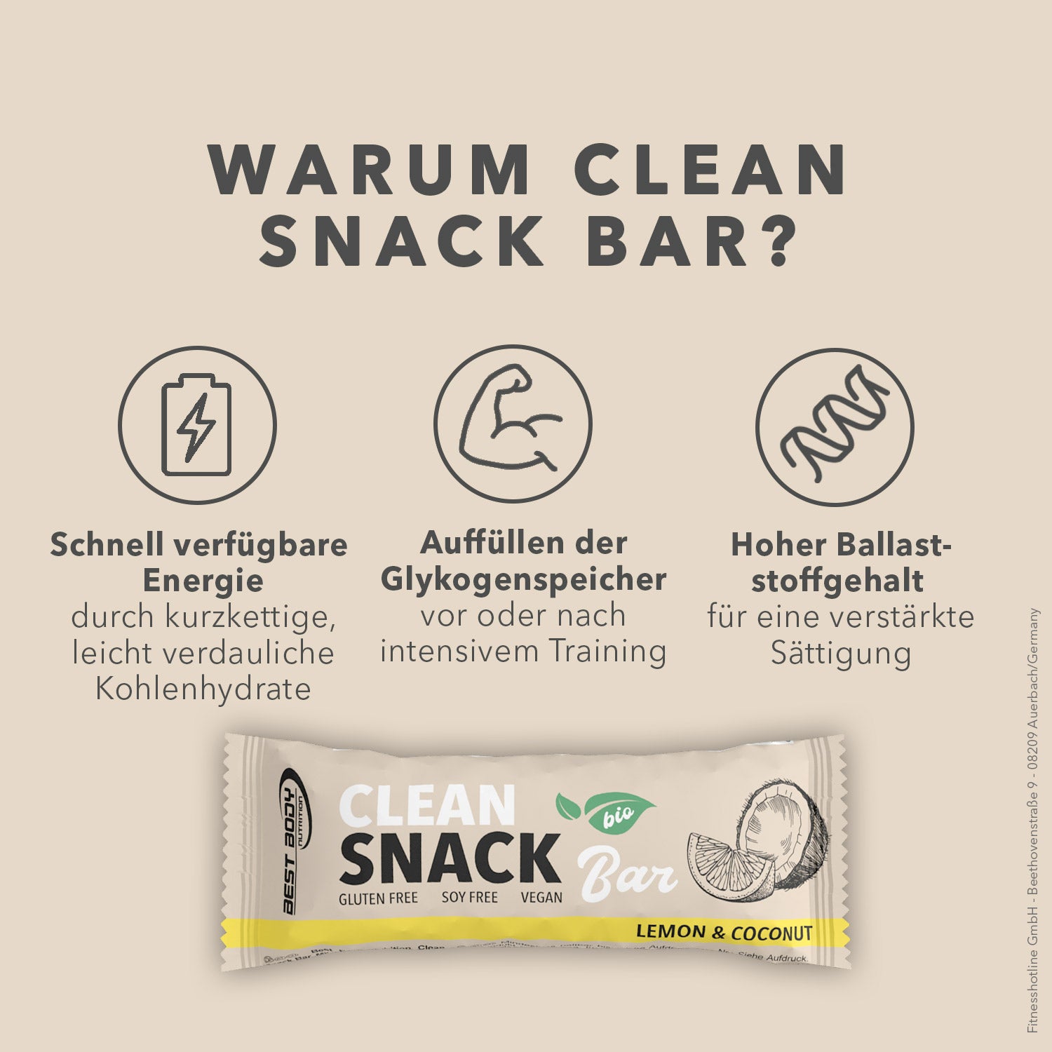 Bio Clean Snack Bar - Lemon & Coconut - 50 g Riegel#geschmack_lemon-coconut