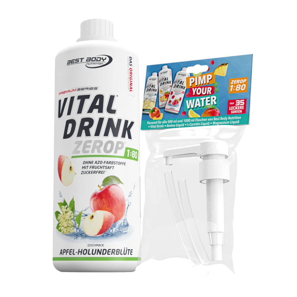 Vital Drink Zerop - Apfel Holunderblüte - 1 L + Dosierpumpe