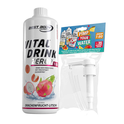 Vital Drink Zerop - Drachenfrucht Litschi - 1 L + Dosierpumpe#geschmack_drachenfrucht-litschi