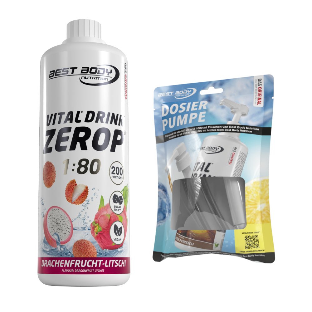 Vital Drink Zerop - Drachenfrucht Litschi - 1 L + Dosierpumpe#geschmack_drachenfrucht-litschi