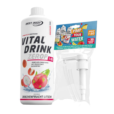 Vital Drink Zerop - Drachenfrucht Litschi - 1 L + Dosierpumpe