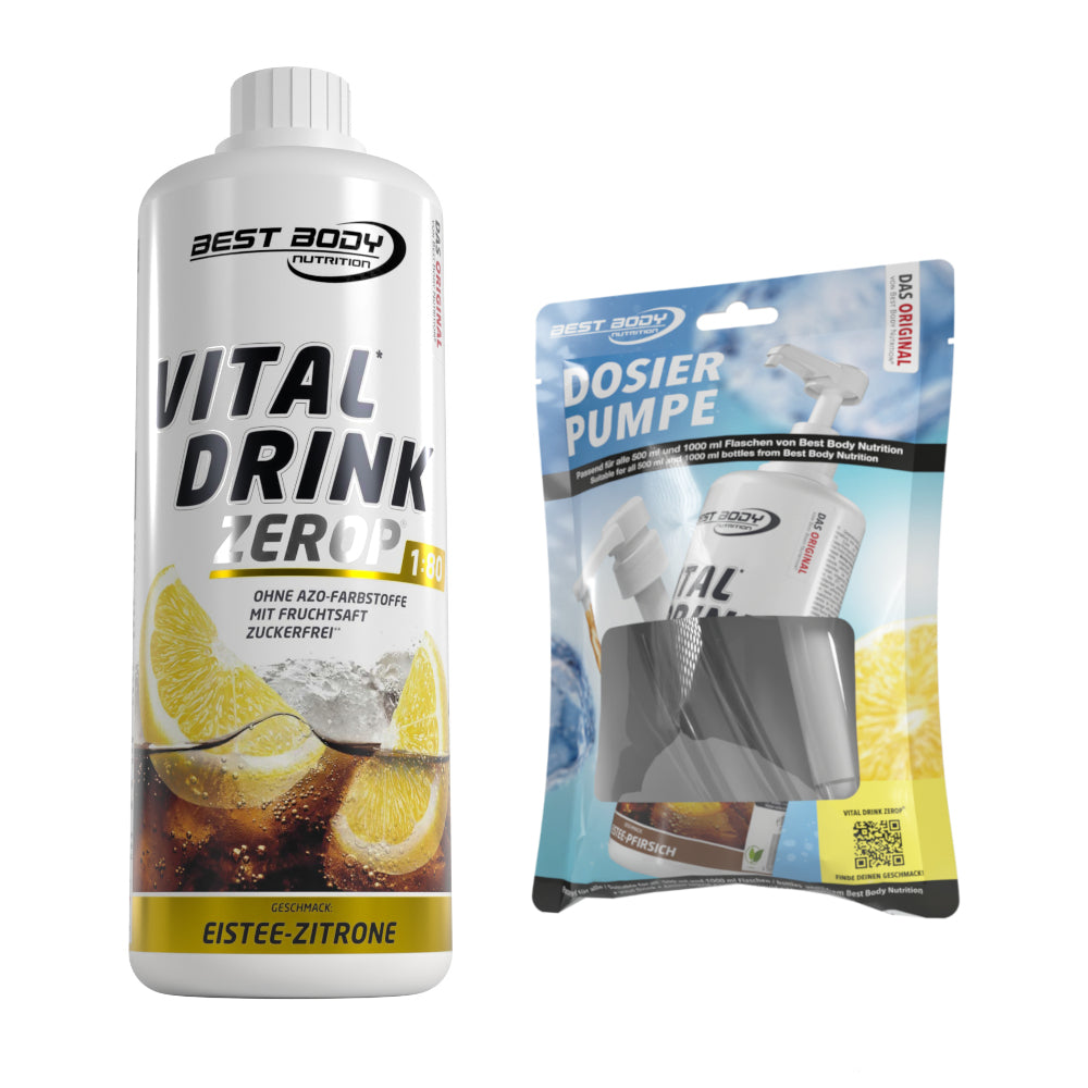 Vital Drink Zerop - Eistee Zitrone - 1 L + Dosierpumpe#geschmack_eistee-zitrone