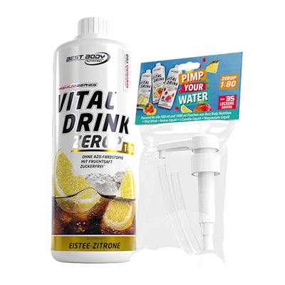 Vital Drink Zerop - Eistee Zitrone - 1 L + Dosierpumpe