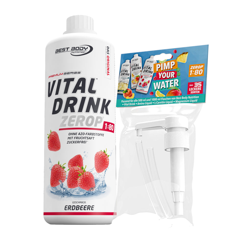 Vital Drink Zerop - Erdbeere - 1 L + Dosierpumpe
