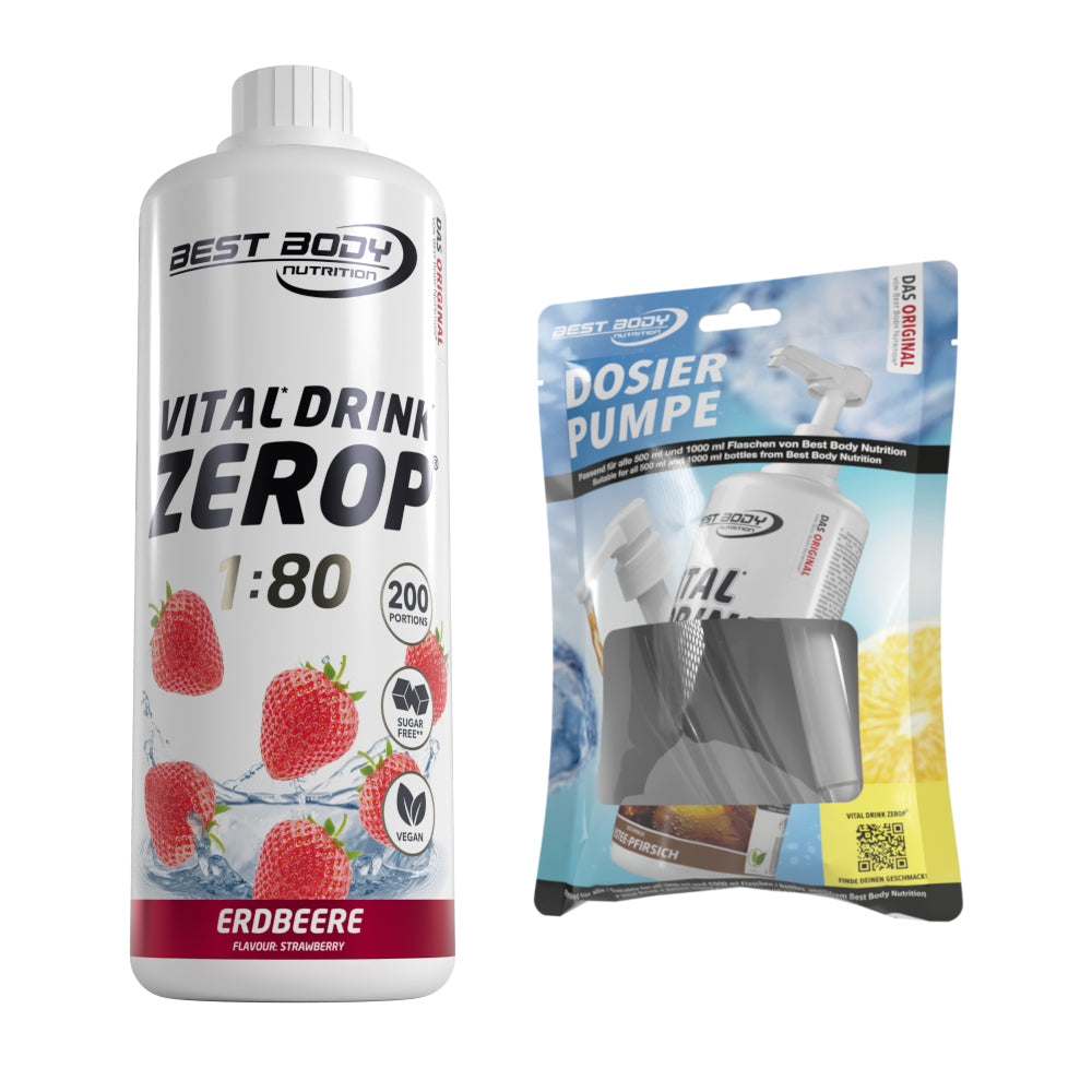 Vital Drink Zerop - Erdbeere - 1 L + Dosierpumpe#geschmack_erdbeere