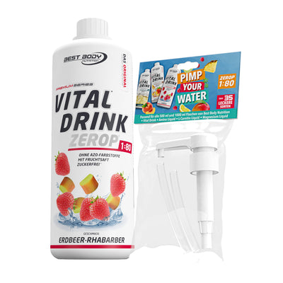 Vital Drink Zerop - Erdbeere Rhabarber - 1 L + Dosierpumpe