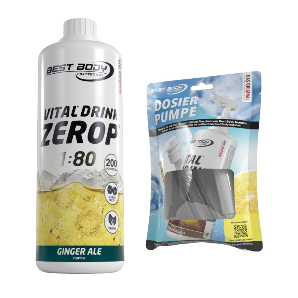 Vital Drink Zerop - Ginger Ale - 1 L + Dosierpumpe#geschmack_ginger-ale