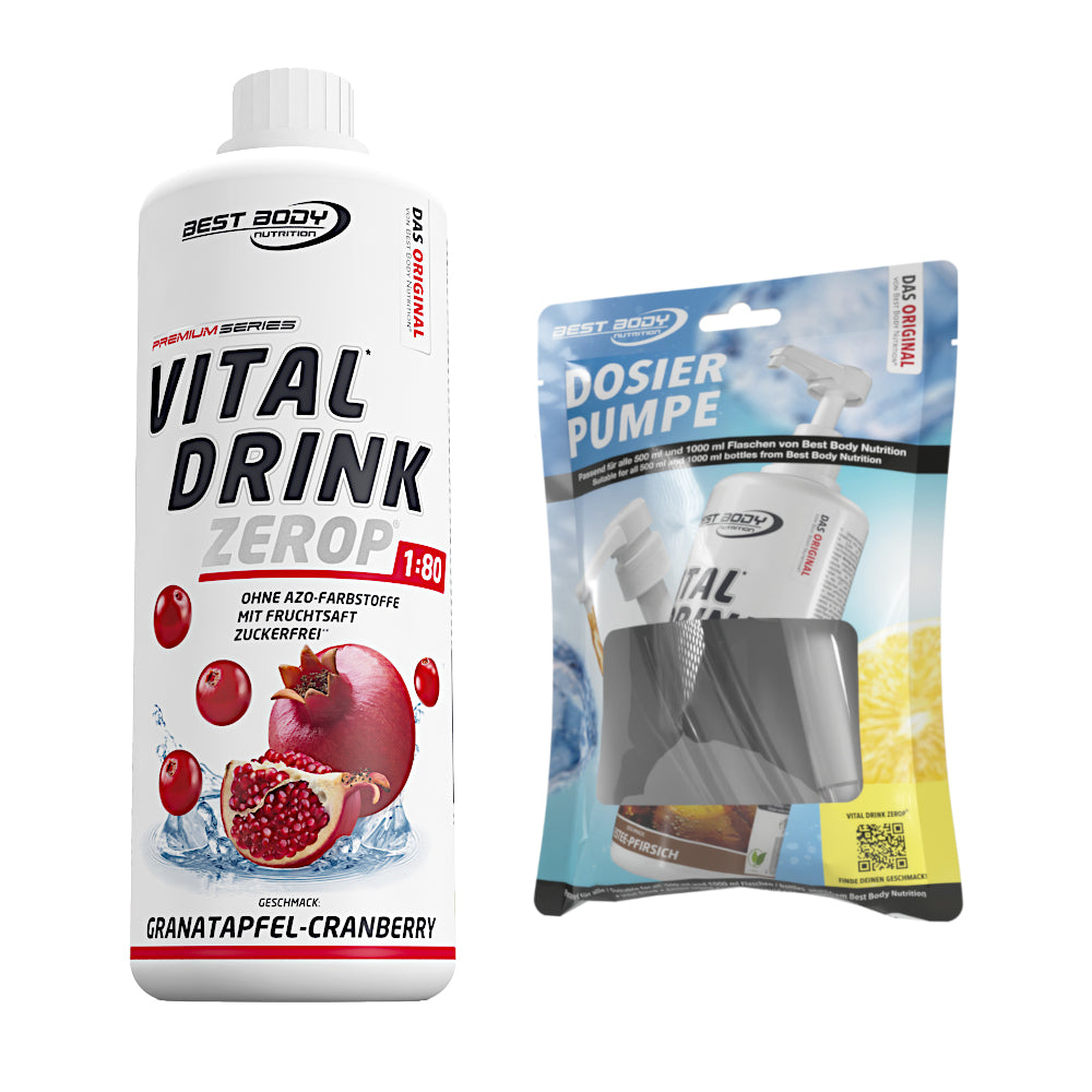 Vital Drink Zerop - Granatapfel Cranberry - 1 L + Dosierpumpe#geschmack_granatapfel-cranberry