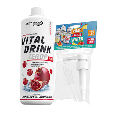 Vital Drink Zerop - Granatapfel Cranberry - 1 L + Dosierpumpe
