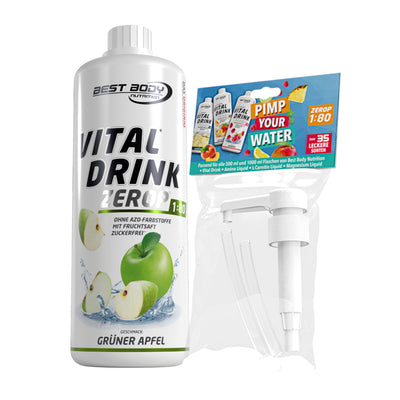 Vital Drink Zerop - Grüner Apfel - 1 L + Dosierpumpe#geschmack_gr-ner-apfel