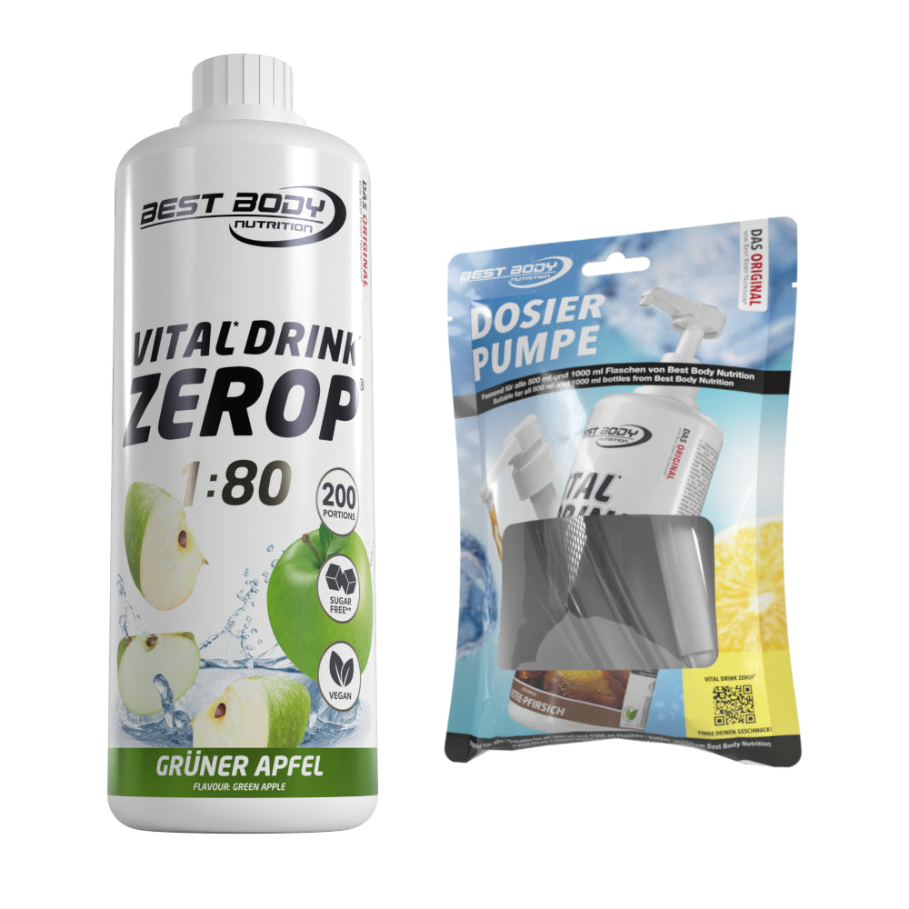 Vital Drink Zerop - Grüner Apfel - 1 L + Dosierpumpe#geschmack_gr-ner-apfel
