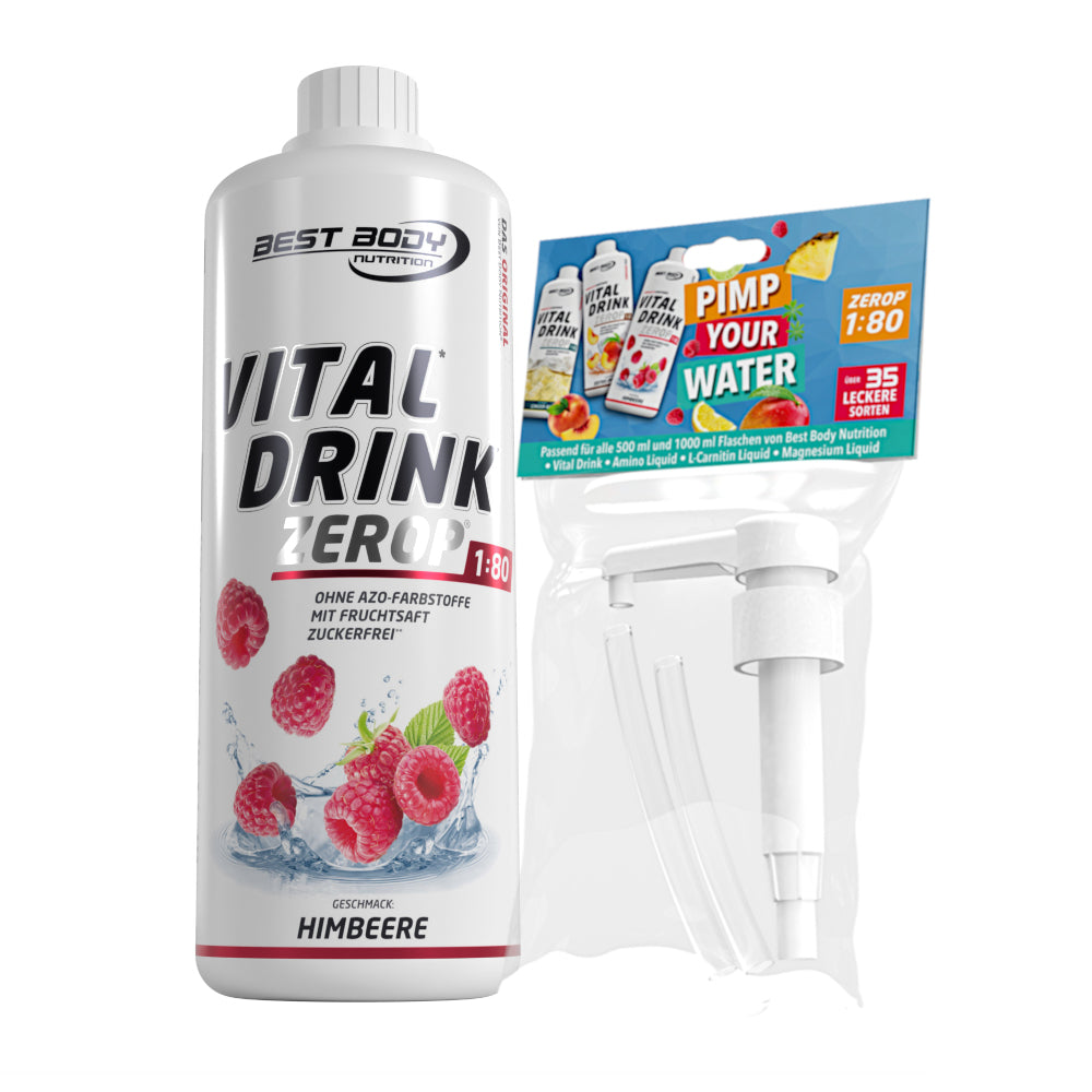 Vital Drink Zerop - Himbeere - 1 L + Dosierpumpe#geschmack_himbeere