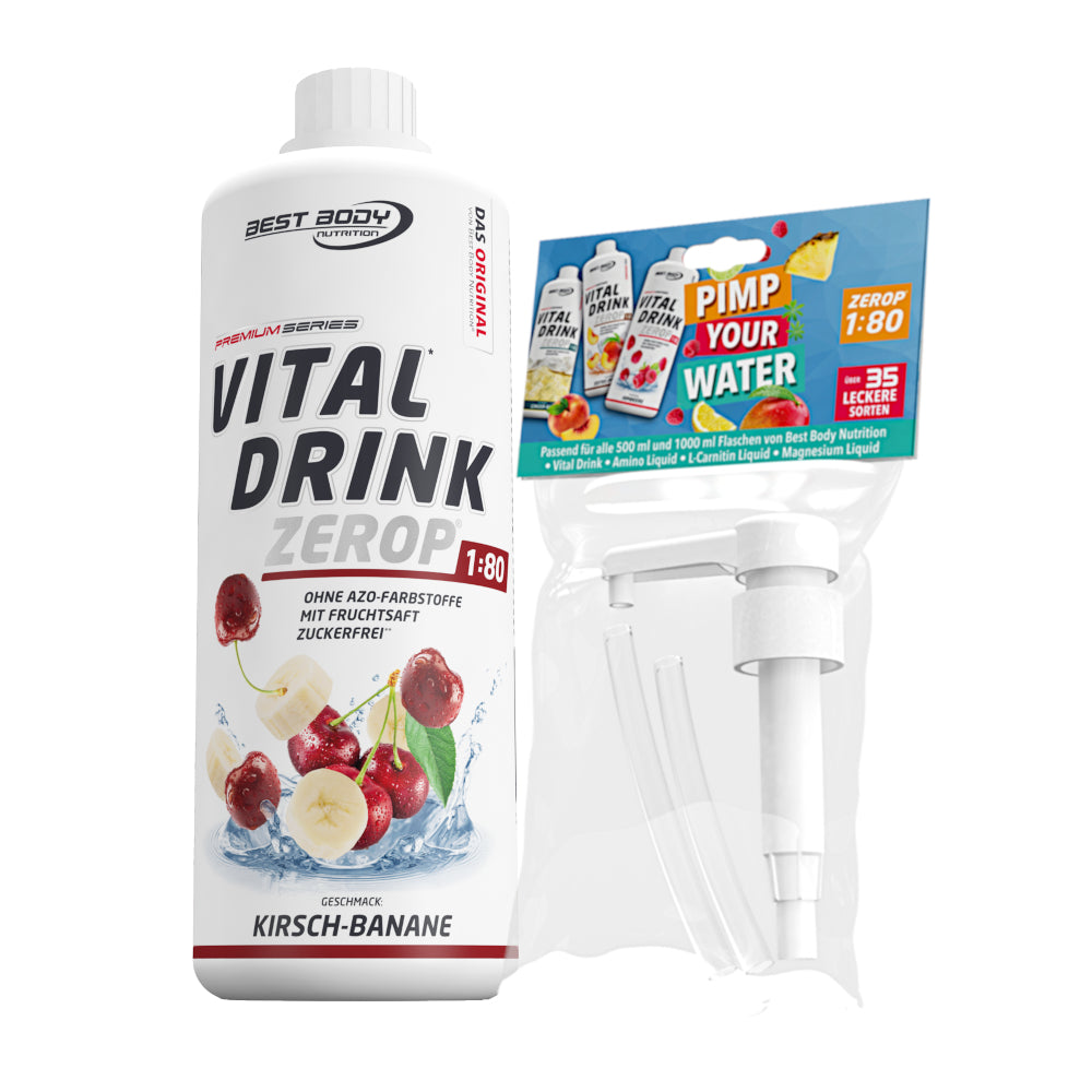 Vital Drink Zerop - Kirsche Banane - 1 L + Dosierpumpe#geschmack_kirsche-banane