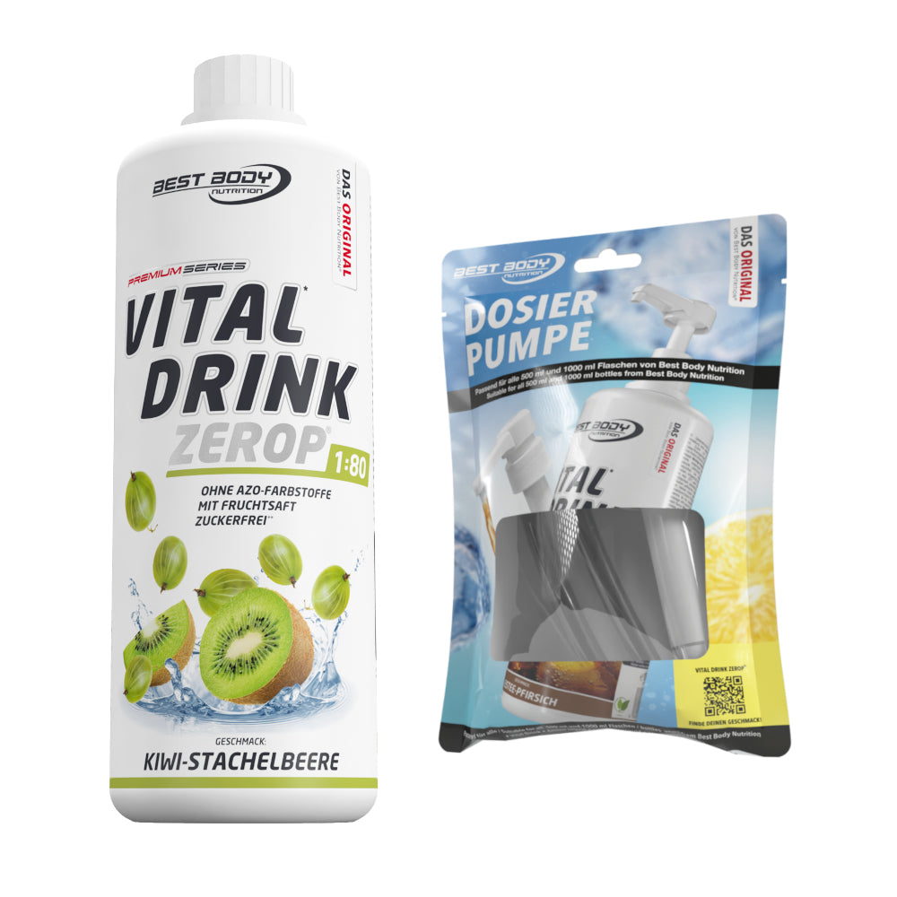 Vital Drink Zerop - Kiwi Stachelbeere - 1 L + Dosierpumpe#geschmack_kiwi-stachelbeere