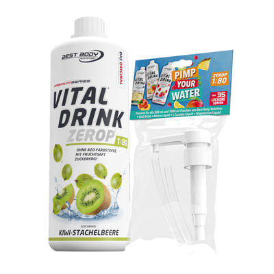 Vital Drink Zerop - Kiwi Stachelbeere - 1 L + Dosierpumpe