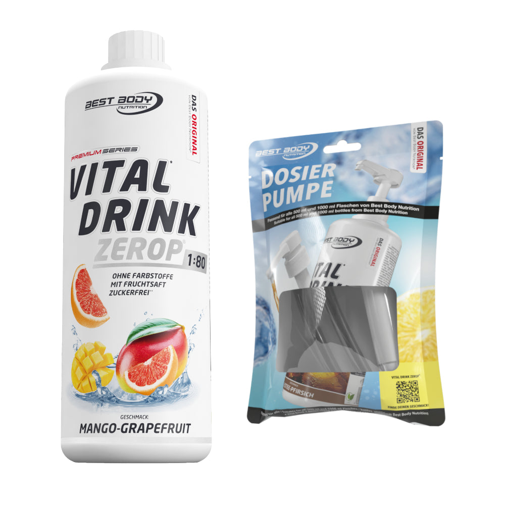 Vital Drink Zerop - Mango Grapefruit - 1 L + Dosierpumpe#geschmack_mango-grapefruit