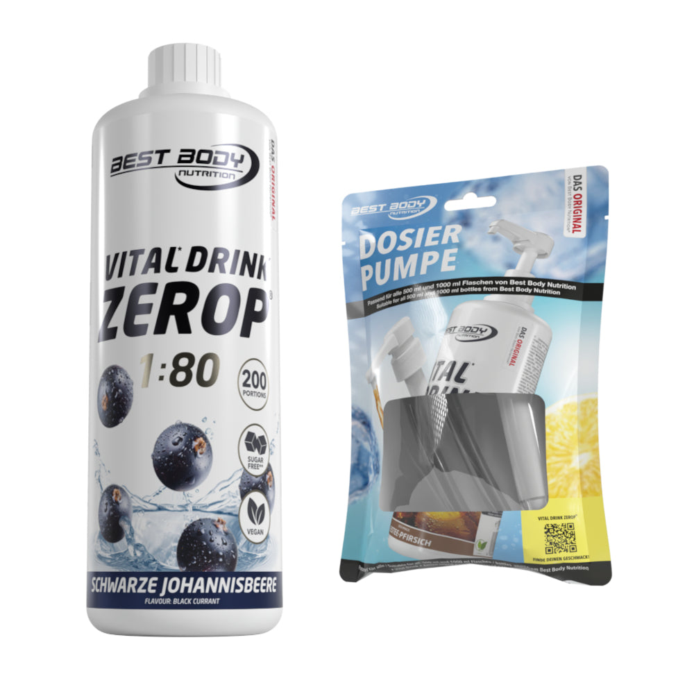 Vital Drink Zerop - Schwarze Johannisbeere - 1 L + Dosierpumpe#geschmack_schwarze-johannisbeere