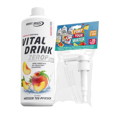Vital Drink Zerop - Weißer Tee Pfirsich - 1 L + Dosierpumpe