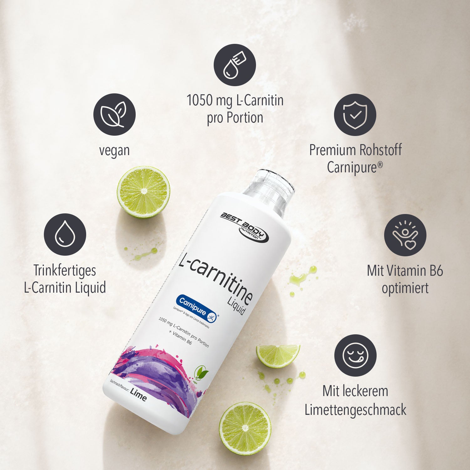 L-Carnitine Liquid - Limette - 1000 ml Flasche#geschmack_limette