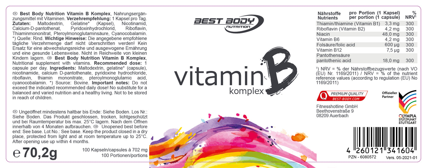 Vitamin B Komplex Kapseln - 100 Stück/Dose