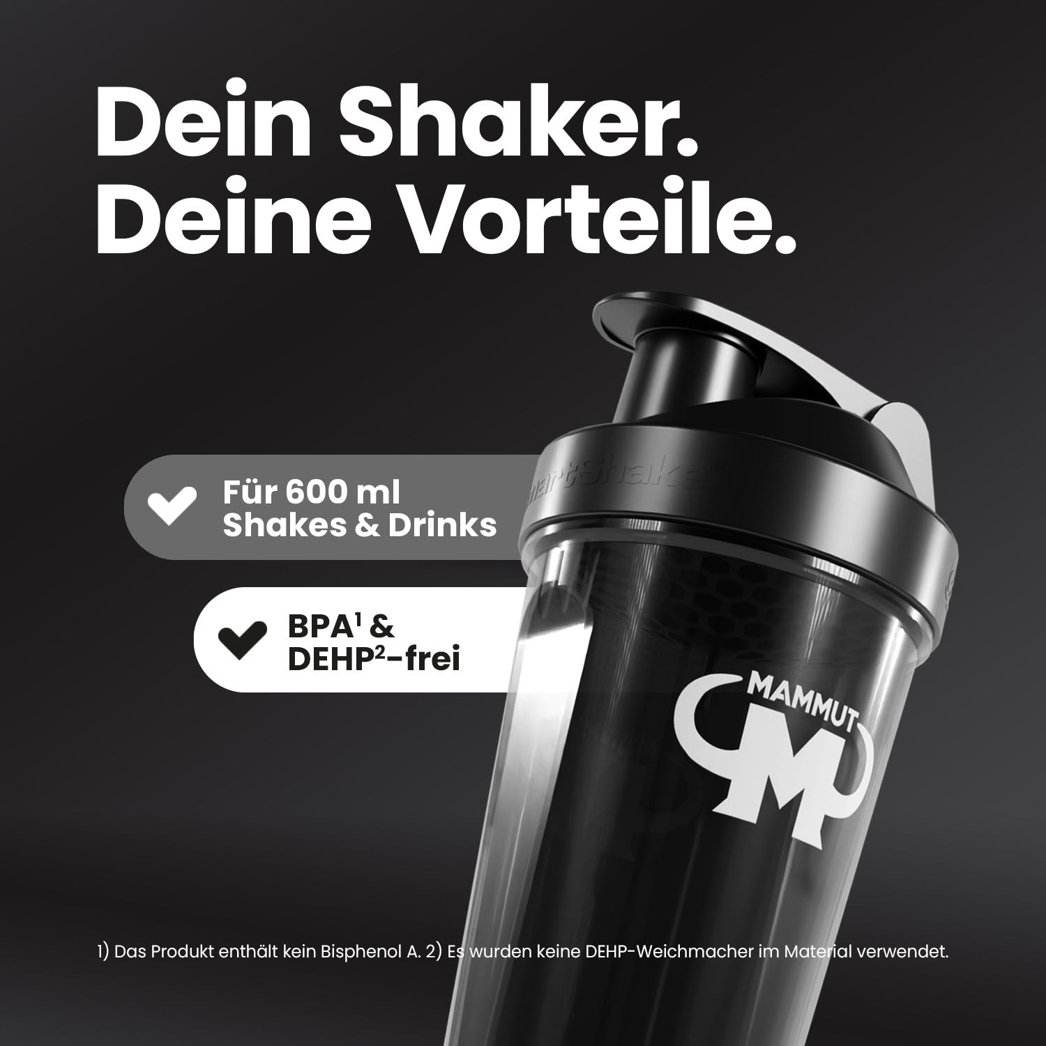 Eiweiß Shaker - schwarz - Design Mammut - Stück#farbe_schwarz