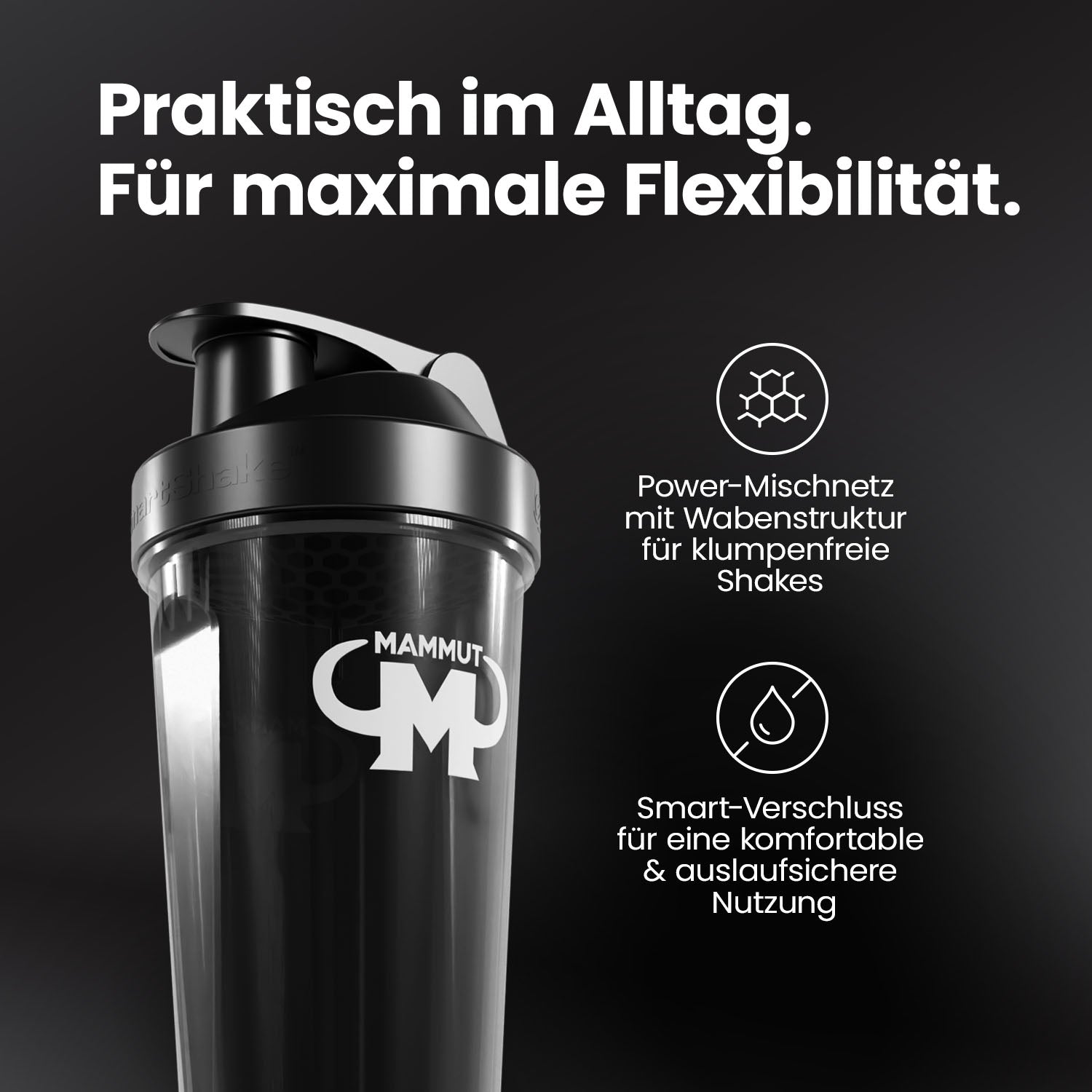 Eiweiß Shaker - schwarz - Design Mammut - Stück#farbe_schwarz