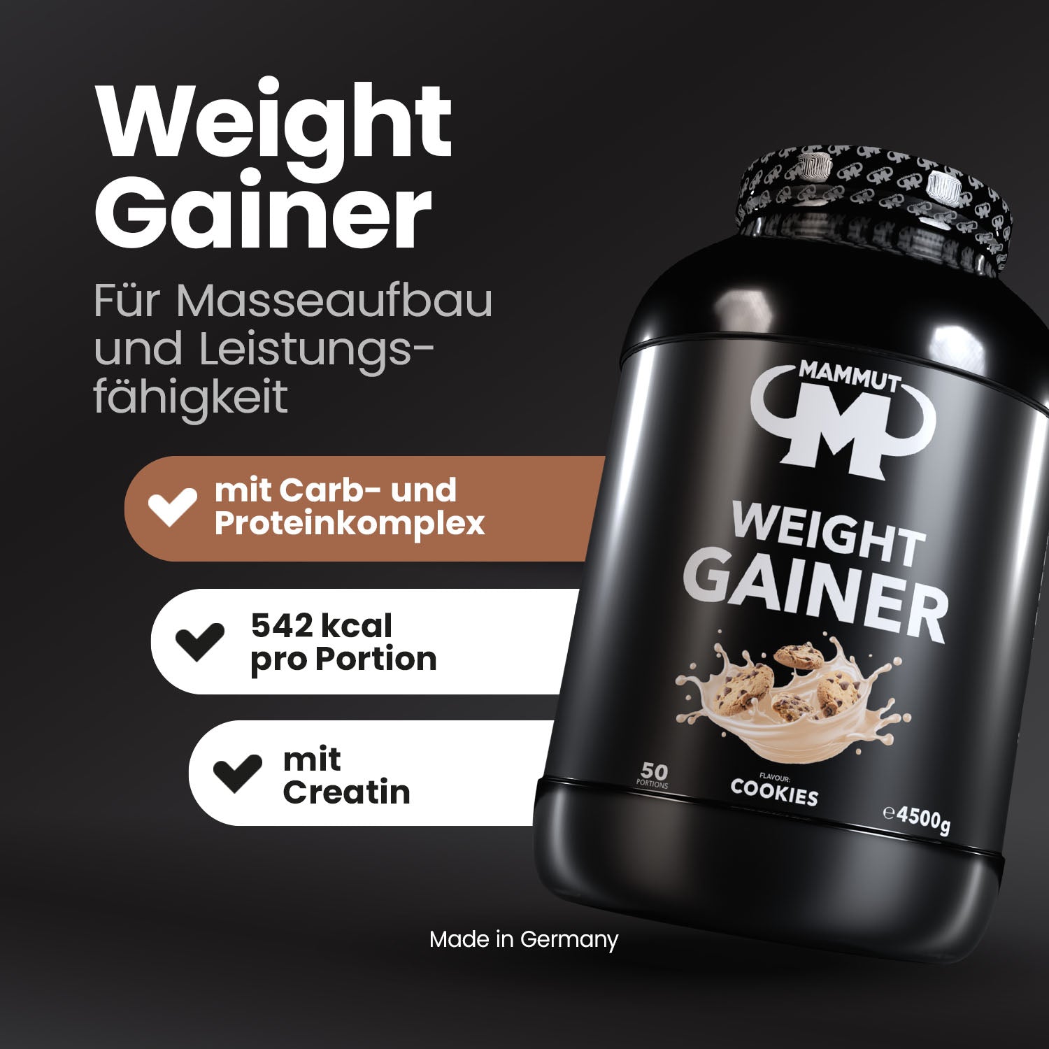 Weight Gainer Crash 5000 - Cookies - 4500 g Dose#geschmack_cookies